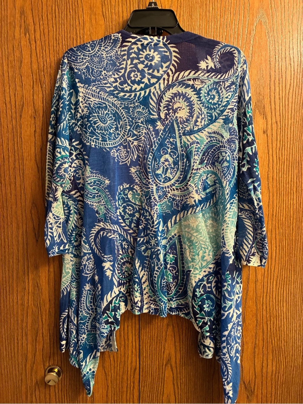Chico's Blue & Aqua Paisley Open-Front Tunic and Matching Jewelry